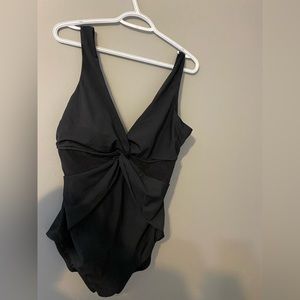 Full Piece Bathing Suit with Mesh Cutouts